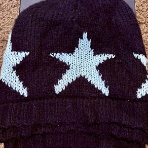 Wildfox White Label Metallic Silverand Black Knit Beanie